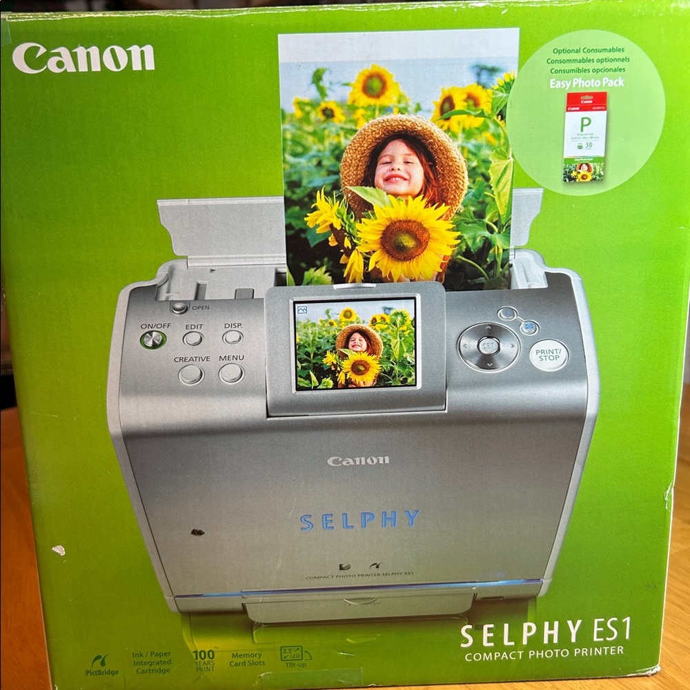 Canon SELPHY ES1 Compact Photo Printer with 8 pc photo paper & cord. Scrapbook - Picture 4 of 17